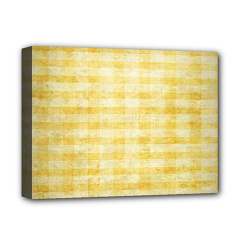 Spring Yellow Gingham Deluxe Canvas 16  X 12   by BangZart