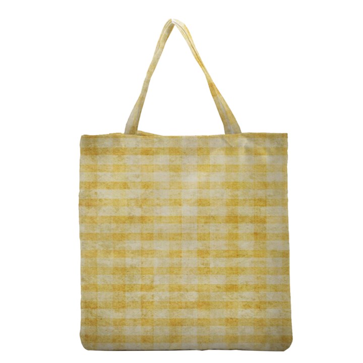 Spring Yellow Gingham Grocery Tote Bag