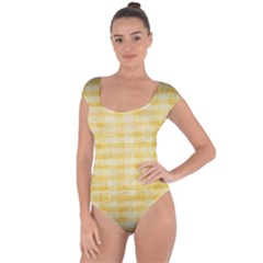 Spring Yellow Gingham Short Sleeve Leotard 