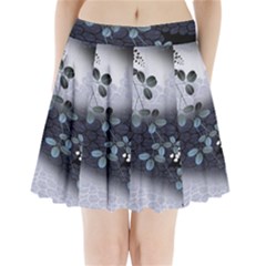 Abstract Black And Gray Tree Pleated Mini Skirt