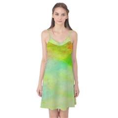 Abstract Yellow Green Oil Camis Nightgown