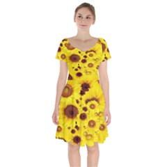 Beautiful Sunflowers Short Sleeve Bardot Dress by BangZart