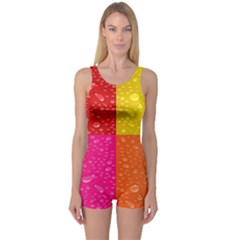 Color Abstract Drops One Piece Boyleg Swimsuit by BangZart
