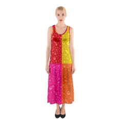 Color Abstract Drops Sleeveless Maxi Dress