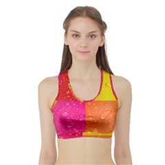 Color Abstract Drops Sports Bra With Border