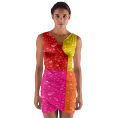 Color Abstract Drops Wrap Front Bodycon Dress by BangZart