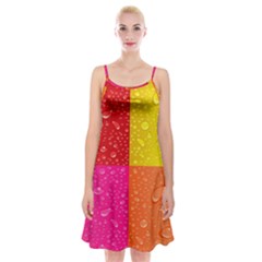 Color Abstract Drops Spaghetti Strap Velvet Dress