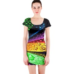 Abstract Flower Short Sleeve Bodycon Dress