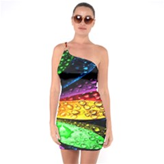 Abstract Flower One Soulder Bodycon Dress