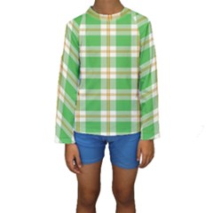 Abstract Green Plaid Kids  Long Sleeve Swimwear by BangZart