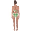 Abstract Green Plaid Tie Back One Piece Swimsuit View2