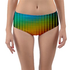 Blurred Color Pixels Reversible Mid-waist Bikini Bottoms by BangZart