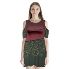 Beautiful Floral Textured Shoulder Cutout Velvet  One Piece by BangZart