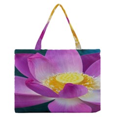 Pink Lotus Flower Medium Zipper Tote Bag