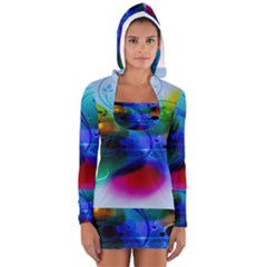 Abstract Color Plants Women s Long Sleeve Hooded T-shirt