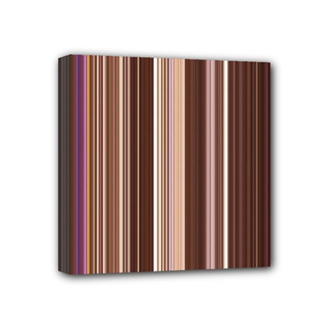 Brown Vertical Stripes Mini Canvas 4  X 4  by BangZart