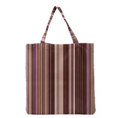 Brown Vertical Stripes Grocery Tote Bag