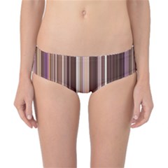 Brown Vertical Stripes Classic Bikini Bottoms by BangZart