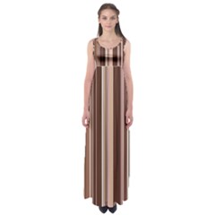 Brown Vertical Stripes Empire Waist Maxi Dress