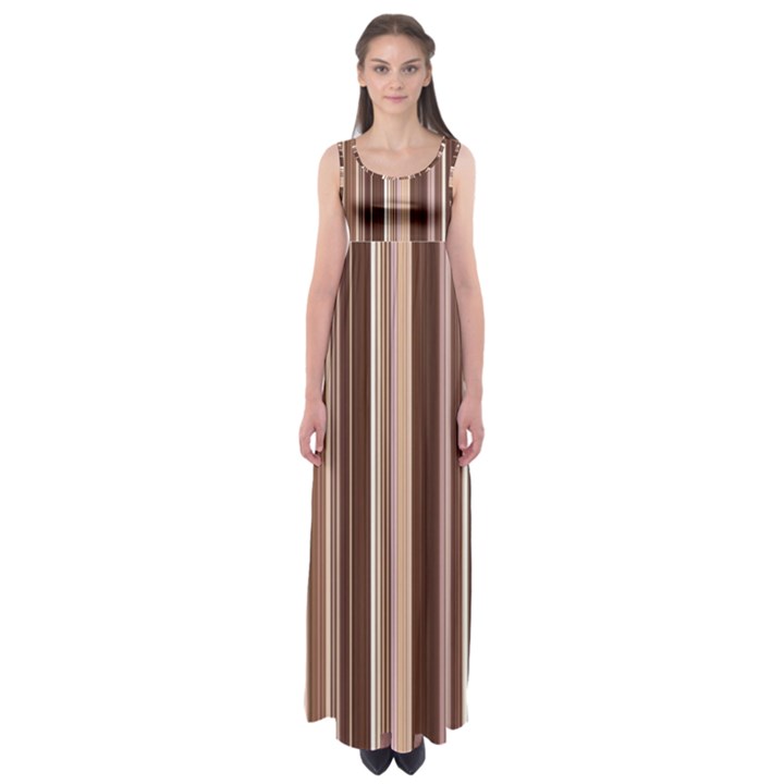 Brown Vertical Stripes Empire Waist Maxi Dress