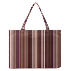 Brown Vertical Stripes Medium Zipper Tote Bag