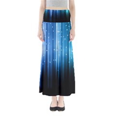 Blue Abstract Vectical Lines Full Length Maxi Skirt