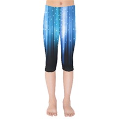 Blue Abstract Vectical Lines Kids  Capri Leggings  by BangZart