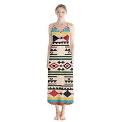 Tribal Pattern Button Up Chiffon Maxi Dress