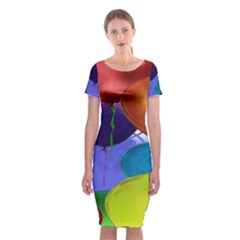 Colorful Balloons Render Classic Short Sleeve Midi Dress by BangZart