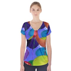 Colorful Balloons Render Short Sleeve Front Detail Top