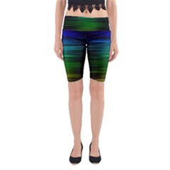 Blue And Green Lines Yoga Cropped Leggings