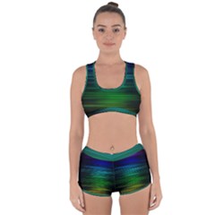 Blue And Green Lines Racerback Boyleg Bikini Set by BangZart