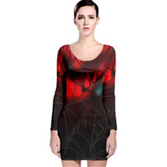 Spider Webs Long Sleeve Velvet Bodycon Dress