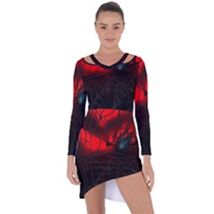 Spider Webs Asymmetric Cut-out Shift Dress by BangZart