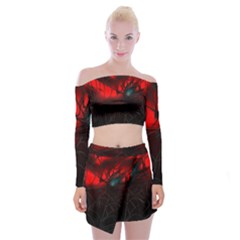 Spider Webs Off Shoulder Top With Skirt Set by BangZart