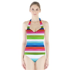 Colorful Plasticine Halter Swimsuit