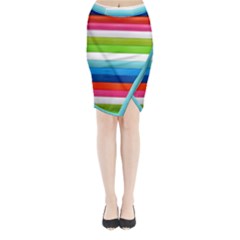 Colorful Plasticine Midi Wrap Pencil Skirt