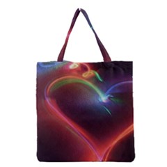 Neon Heart Grocery Tote Bag