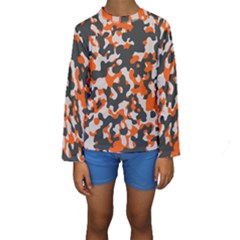 Camouflage Texture Patterns Kids  Long Sleeve Swimwear