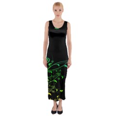 Abstract Colorful Plants Fitted Maxi Dress