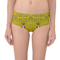 Stars And Flowers In The Forest Of Paradise Love Popart Mid-waist Bikini Bottoms by pepitasart