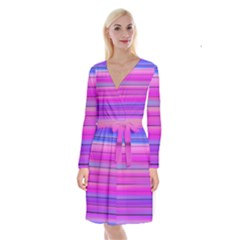 Cool Abstract Lines Long Sleeve Velvet Front Wrap Dress by BangZart