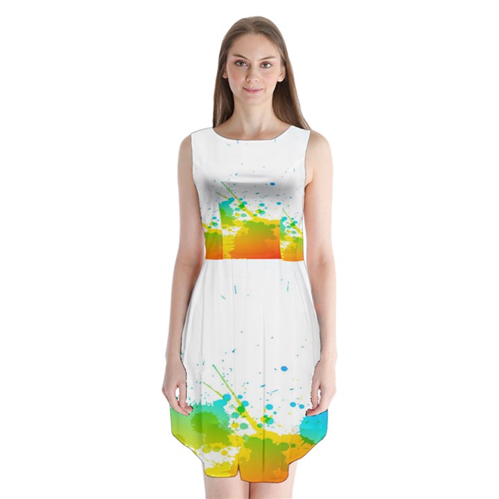 Colorful Abstract Sleeveless Chiffon Dress  