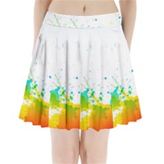 Colorful Abstract Pleated Mini Skirt