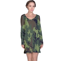 Military Camouflage Pattern Long Sleeve Nightdress