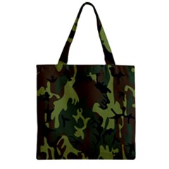 Military Camouflage Pattern Zipper Grocery Tote Bag