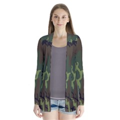 Military Camouflage Pattern Drape Collar Cardigan by BangZart