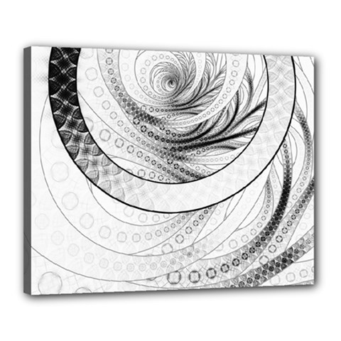 Enso, A Perfect Black And White Zen Fractal Circle Canvas 20  X 16  by jayaprime