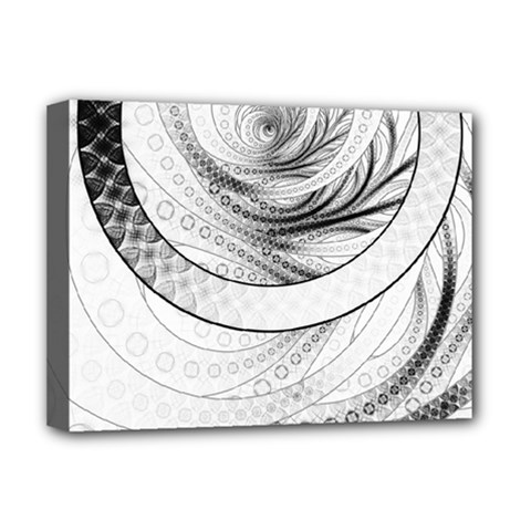 Enso, A Perfect Black And White Zen Fractal Circle Deluxe Canvas 16  X 12   by jayaprime