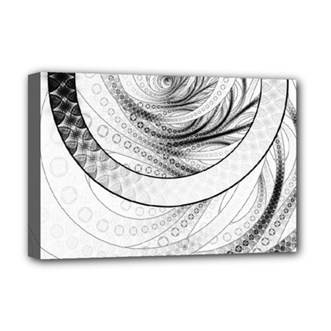 Enso, A Perfect Black And White Zen Fractal Circle Deluxe Canvas 18  X 12   by jayaprime